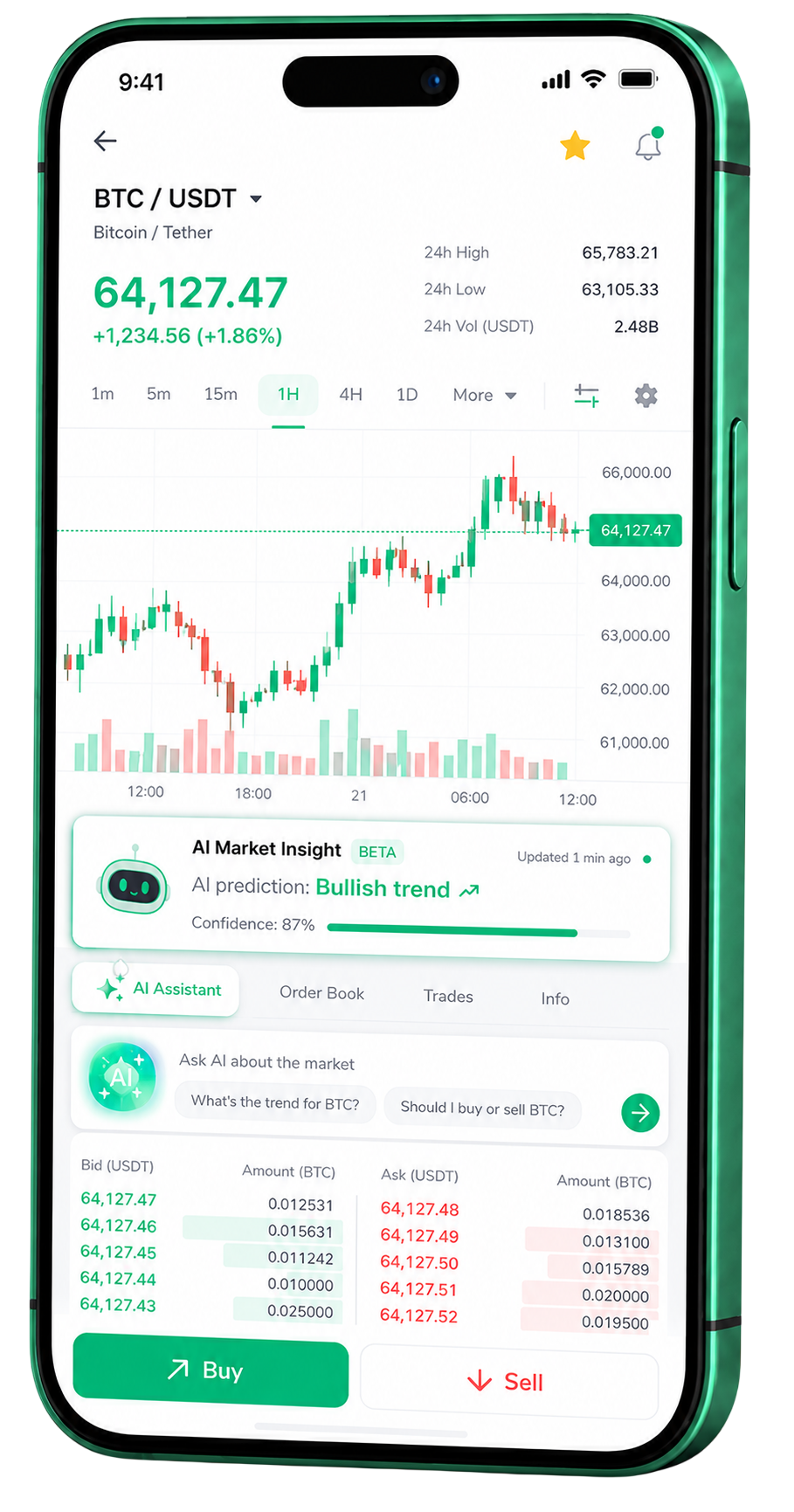 Application mobile de trading Rendement Royal fonctionnant sur un smartphone